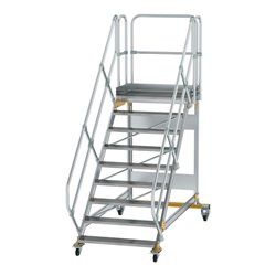 MUNK Aluminium-Plattformtreppe fahrbar 45° 9 Stufen