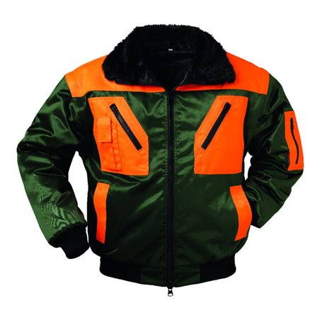 Forstpilotenjacke Gr.M grün/orange 70%Polyacryl/30%Polyester Webpelzfutter