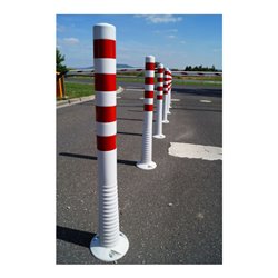 Sperrpfosten Polyurethan weiß/rot D.80mm z.Aufschr.m.Befestigungsmat.H.1000mm