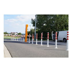 Sperrpfosten Polyurethan weiß/rot D.80mm z.Aufschr.m.Befestigungsmat.H.1000mm