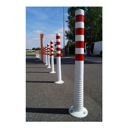 Sperrpfosten Polyurethan weiß/rot D.80mm z.Aufschr.m.Befestigungsmat.H.1000mm
