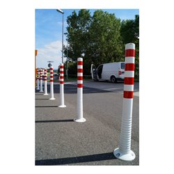 Sperrpfosten Polyurethan weiß/rot D.80mm z.Aufschr.m.Befestigungsmat.H.1000mm