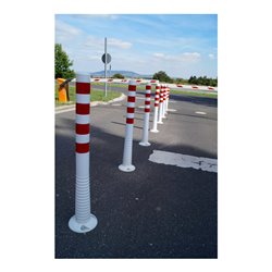 Sperrpfosten Polyurethan weiß/rot D.80mm z.Aufschr.m.Befestigungsmat.H.1000mm