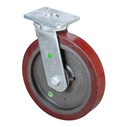 BS Rollen Schwerlast-Lenkrolle D.400mm Trgf.2500kg Guß-Polyurethan Platte L200xB160mm