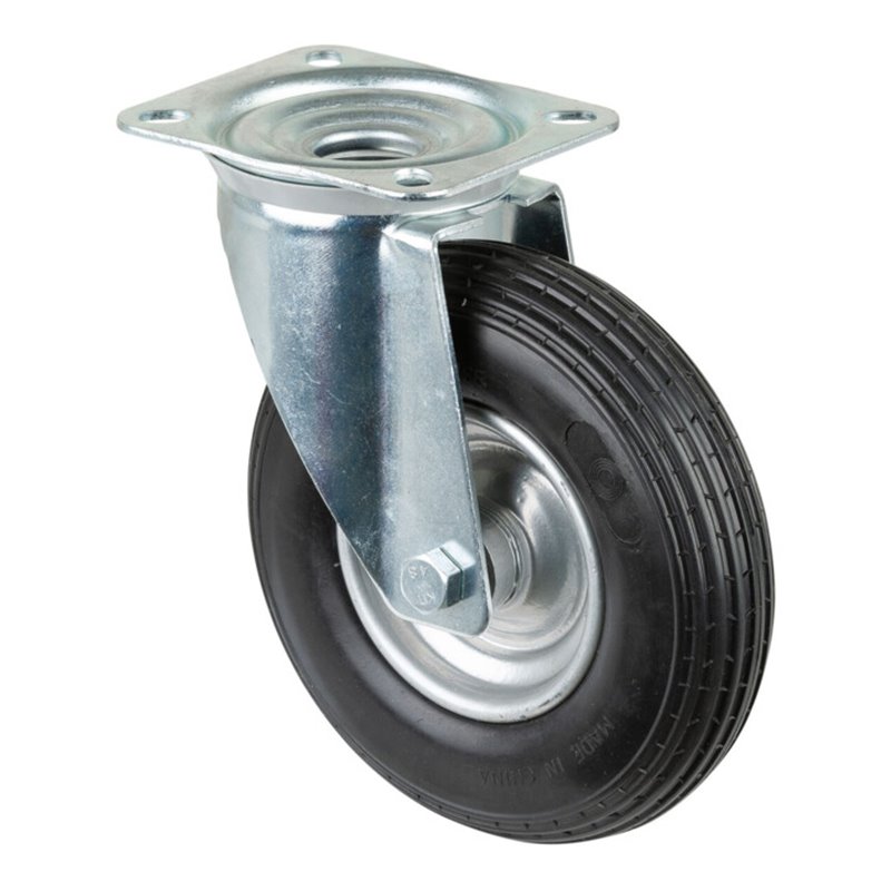 BS Rollen Lenkrolle D.200mm Trgf. 75kg m.Platte Polyurethan schwarz