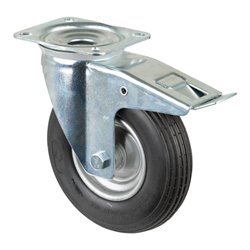 BS Rollen Lenkrolle m.Feststeller D.200mm Trgf. 75kg m.Platte Rollenlager Gum.schwarz