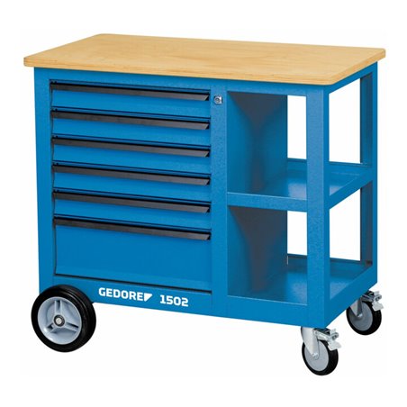 Gedore Rollwerkbank mit Schraubstock, Maße: H 875 x B 950 x T 550 mm