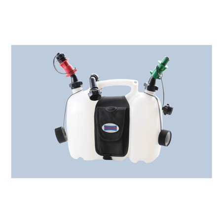 Hünersdorff Doppelkanister PROFI 6+3 L, HD-PE natur mit Satteltasche + Einfüllsysteme
