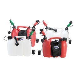 Hünersdorff Doppelkanister PROFI 6+3 L, HD-PE natur mit Satteltasche + Einfüllsysteme