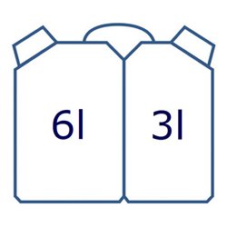 Hünersdorff Doppelkanister PROFI 6+3 L, HD-PE natur mit Satteltasche + Einfüllsysteme