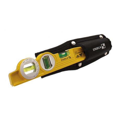 STABILA Wasserwaage Type 81 SV REM W360 Torpedo 25 cm mit Seltenerd-Magnetsystem drehbarer Winkel-Libelle und Gürteltasche