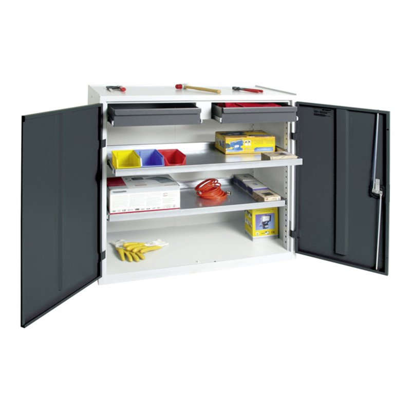 Stumpf Werkzeug- und Materialschrank 3000, RAL 7035/7016, 2 Schubladen, 2 Wannen