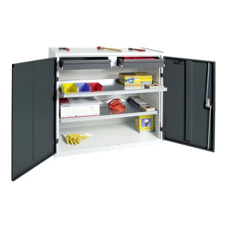 Stumpf Werkzeug- und Materialschrank 3000, RAL 7035/7016, 2 Schubladen, 2 Wannen