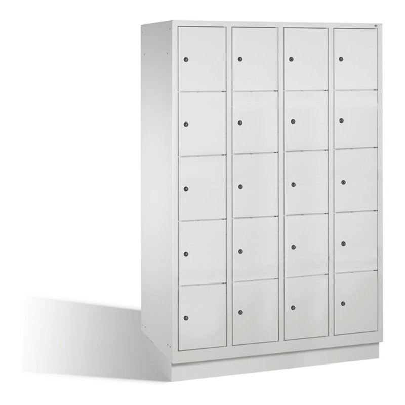 C+P Fächerschrank Classic auf Sockel, 20 Fächer, H1800xB1190xT500mm Front Lichtgrau Korpus Lichtgrau