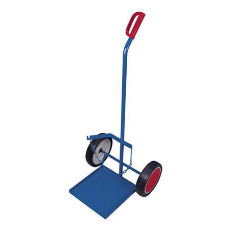 VARIOfit Stahlflaschenkarre für Propangasflasche Vollgummibereifung Schaufel 360 x 365 mm Höhe Sicherungskette 385 mm