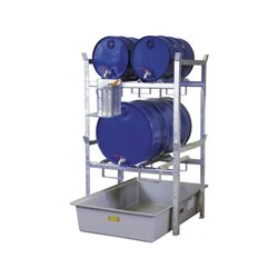 CEMO Fassregal Typ 400 + Fassauflage 4 x 60 l Fass + GFK-Auffangwanne 200 l