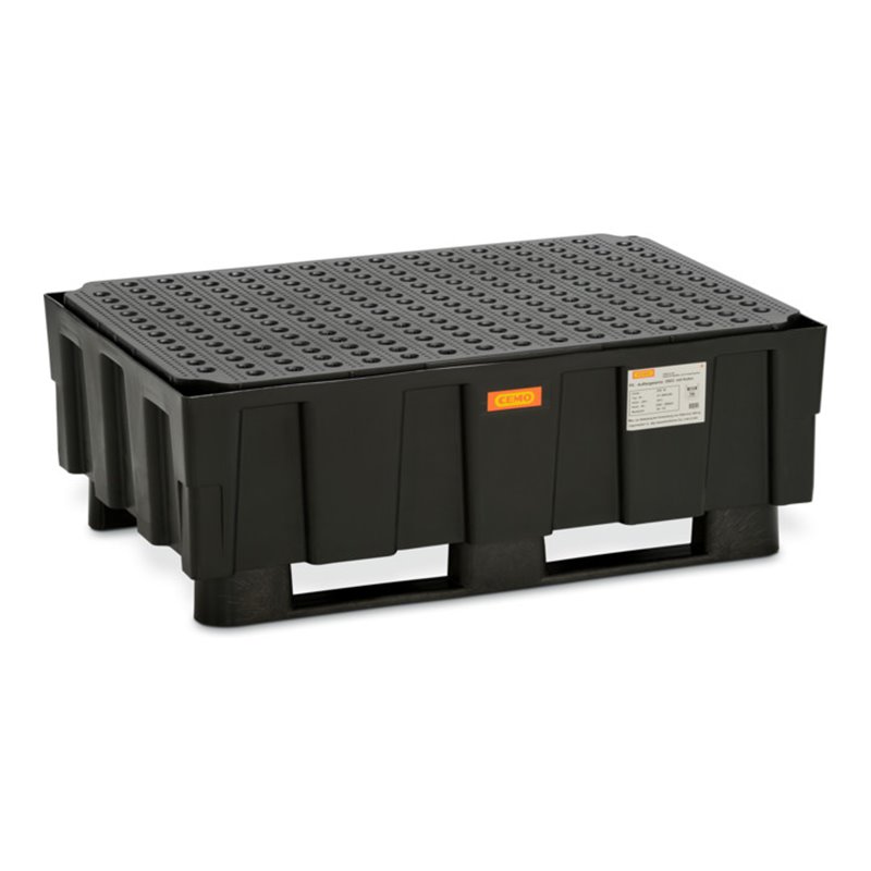 CEMO Euro-PE-Auffangwanne 250/2 mit Zulassung 2 Kufen PE-Rost