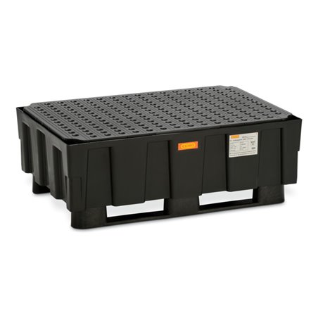 CEMO Euro-PE-Auffangwanne 250/2 mit Zulassung 2 Kufen PE-Rost