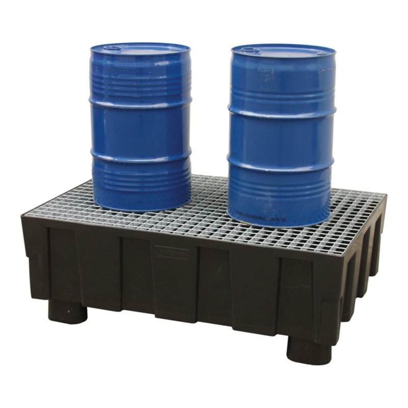 CEMO Euro-PE-Auffangwanne 250/2 mit Zulassung 4 Füße verzinktes Stahlgitterrost