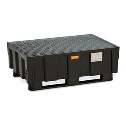 CEMO Euro-PE-Auffangwanne 250/2 mit Zulassung 2 Kufen verzinktes Stahlgitterrost