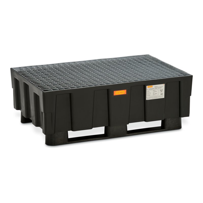 CEMO Euro-PE-Auffangwanne 250/2 mit Zulassung 2 Kufen verzinktes Stahlgitterrost