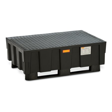 CEMO Euro-PE-Auffangwanne 250/2 mit Zulassung 2 Kufen verzinktes Stahlgitterrost