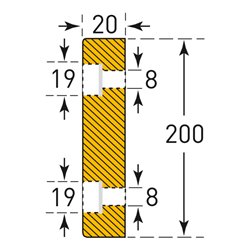 Moravia Prallschutz MORION Rechteck Flächenschutz 200 x 20 mm Länge 500 mm gelb/schwarz gebohrt