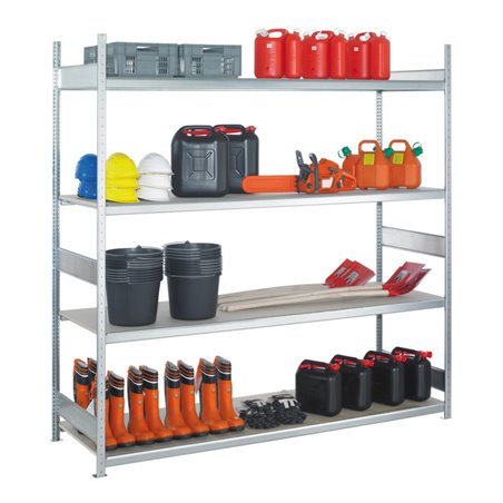 Schulte Anbauregal Weitspannregal WS 2000 mit Spanplatten 2000 x 2000 x 600 mm verzinkt 3 Ebenen Fachlast 400 kg Feldlast 1.200 