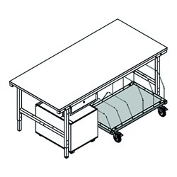 Rocholz Untertischmagazin SYSTEM 2000 fahrbar 1015x600x604 mm