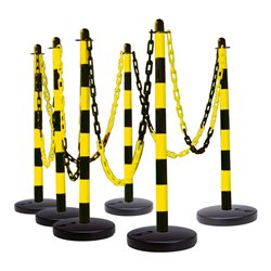 Moravia Kettenständer Set Rundfuß befüllbar schwarz/gelb 10 m Kette + Verbinder + Haken 6 Stk.