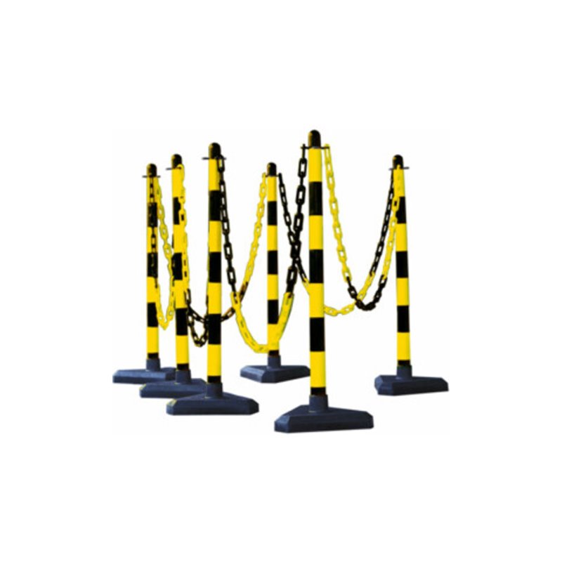 Moravia Kettenständer Set mit Dreiecksfuß schwarz/gelb 10 m Kette + Verbinder + Haken 6 Stk.
