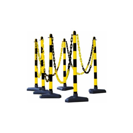 Moravia Kettenständer Set mit Dreiecksfuß schwarz/gelb 10 m Kette + Verbinder + Haken 6 Stk.