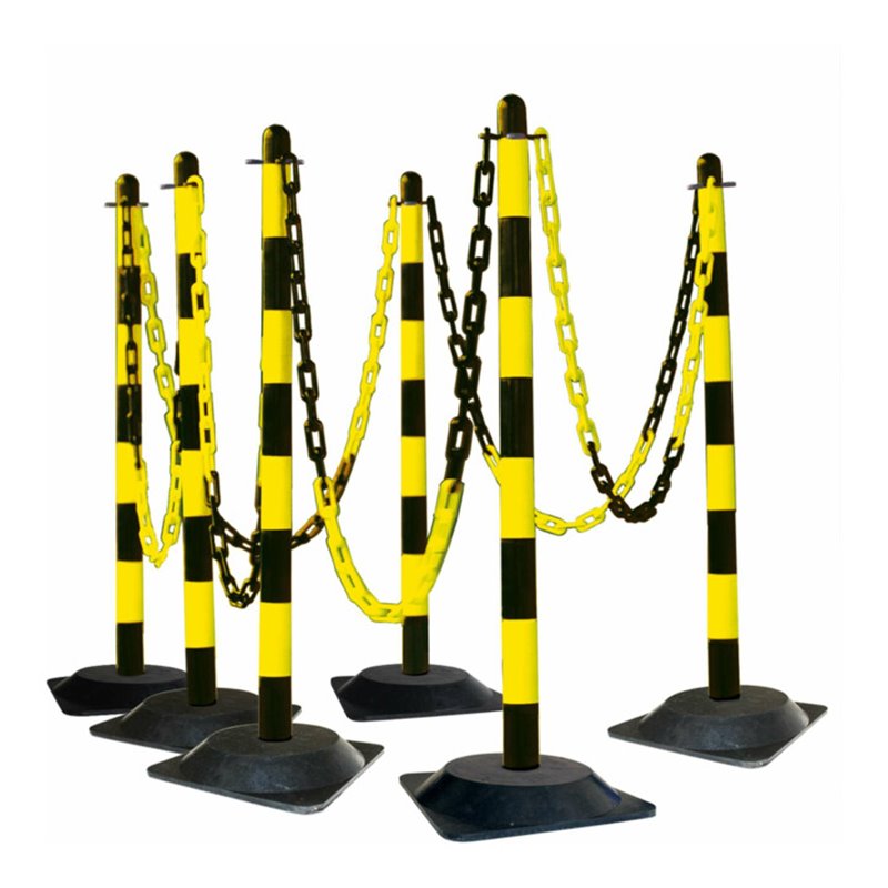 Moravia Kettenständer Set mit Hartgummifuß schwarz/gelb 10 m Kette + Verbinder + Haken 6 Stk.