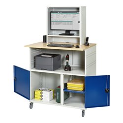 Rau Computer-Tisch mit Monitorengehäuse mobil BxTxH 1100x800x1100/1810mm