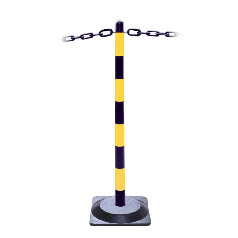 Moravia Kettenständer leicht schwarz/gelb 40 x 870 mm mit quadratischem Hartgummifuß