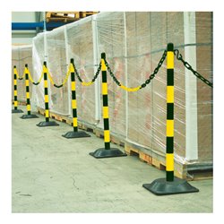 Moravia Kettenständer leicht schwarz/gelb 40 x 870 mm mit quadratischem Hartgummifuß