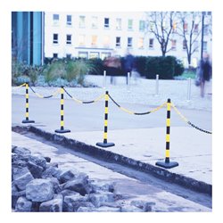 Moravia Kettenständer leicht schwarz/gelb 40 x 870 mm mit quadratischem Hartgummifuß