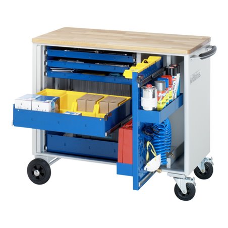 Rau Werkzeugwagen mit 5 Schubladen & Lochwandauszug Buche BxTxH 1025x520x890mm