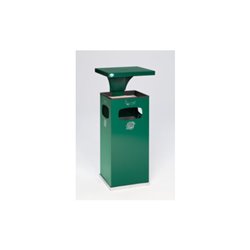 VAR Abfallsammler/Ascher B 32 moosgrün mit Schutzdach inkl. Inneneinsatz 38 l