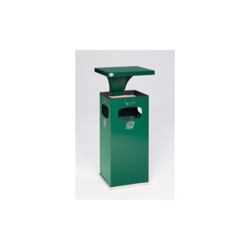 VAR Abfallsammler/Ascher B 32 moosgrün mit Schutzdach inkl. Inneneinsatz 38 l