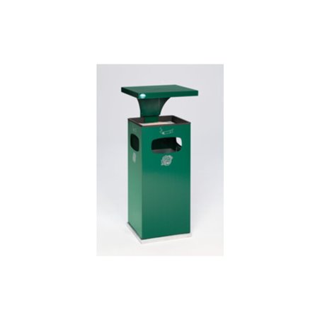 VAR Abfallsammler/Ascher B 32 moosgrün mit Schutzdach inkl. Inneneinsatz 38 l