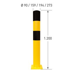 Moravia Rammschutz-Poller L Stahl schwarz/gelb 159 x 1200 mm zum Aufdübeln