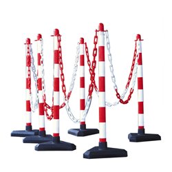 Moravia Kettenständer Set mit Dreiecksfuß rot/weiß 10 m Kette + 10 Verbinder + Haken 6 Stk.