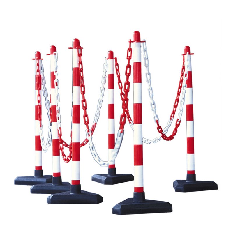 Moravia Kettenständer Set mit Dreiecksfuß rot/weiß 10 m Kette + 10 Verbinder + Haken 6 Stk.