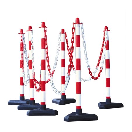 Moravia Kettenständer Set mit Dreiecksfuß rot/weiß 10 m Kette + 10 Verbinder + Haken 6 Stk.
