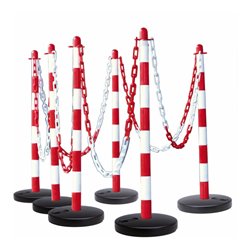 Moravia Kettenständer Set Rundfuß befüllbar rot/weiß 10 m Kette + Verbinder + Haken 6 Stk.