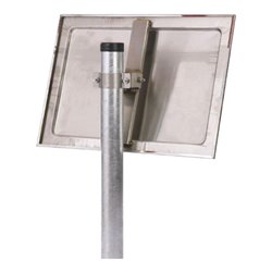 Moravia Verkehrsspiegel aus Edelstahl 400 x 600 mm Rahmen rot/weiß + 76er Schelle