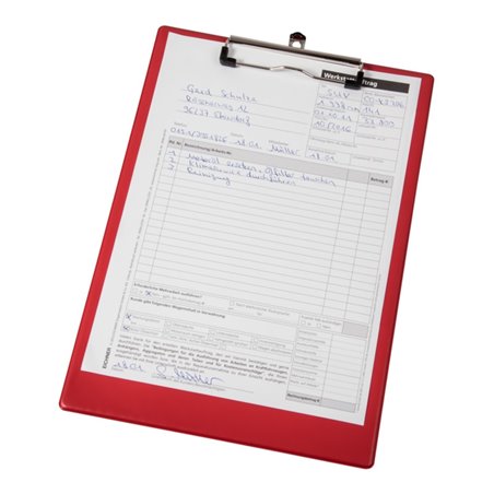 Eichner Klemmbrett A4, rot, Format 232x338 mm + Blockklammer und Öse
