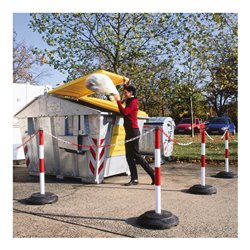 Moravia Kettenständer EXTERN 60 x 1000 mm rot/weiß + Ösenkappe und Recyclingfuß