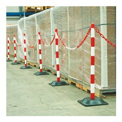 Moravia Kettenständer leicht rot/weiß 40 x 870 mm mit quadratischem Hartgummifuß